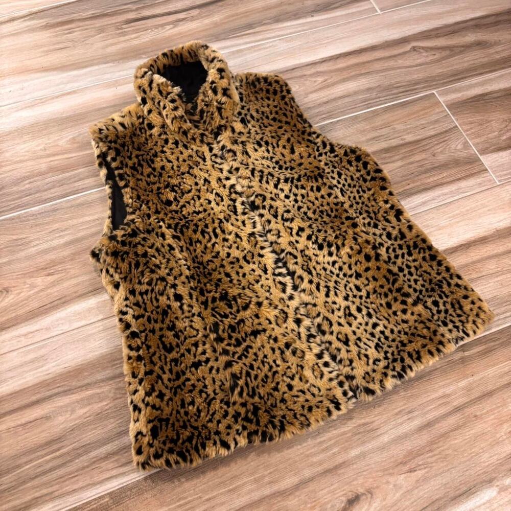 Y2k Faux Fur Leopard Print Vest